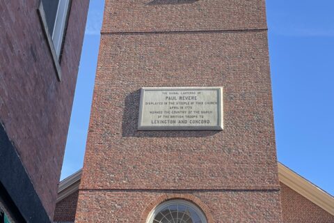 Paul Revere plaque at Old North Church.
