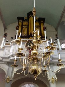 Hanging candles in the church