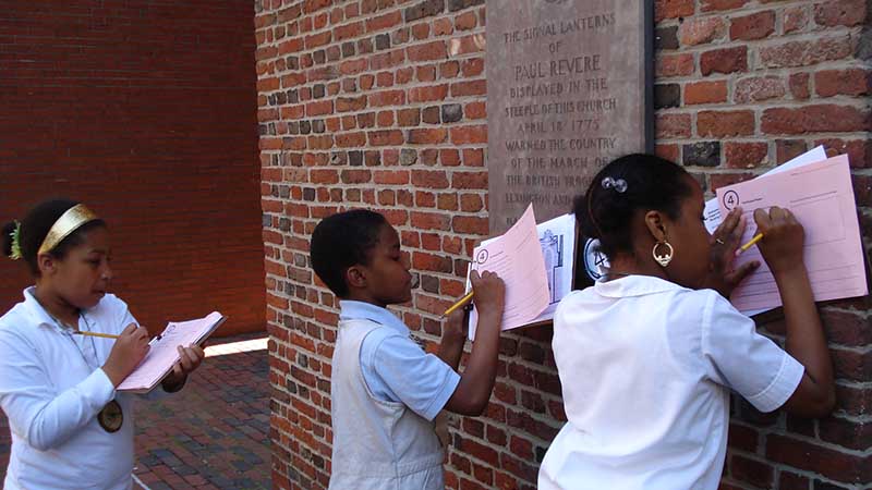 Students fillig the form