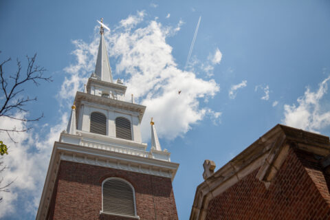 A contemporary photo of Old North Church's steeple.