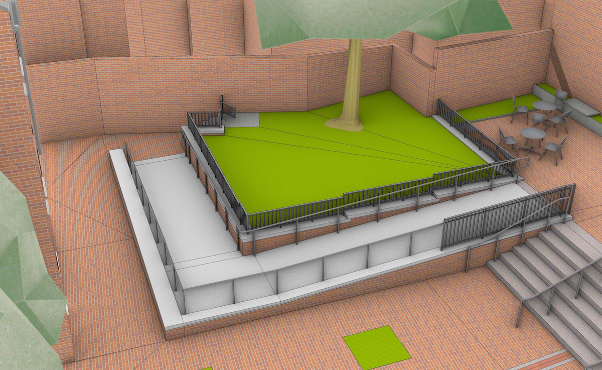 Rendering of an accessibility ramp on Old North Church's campus.