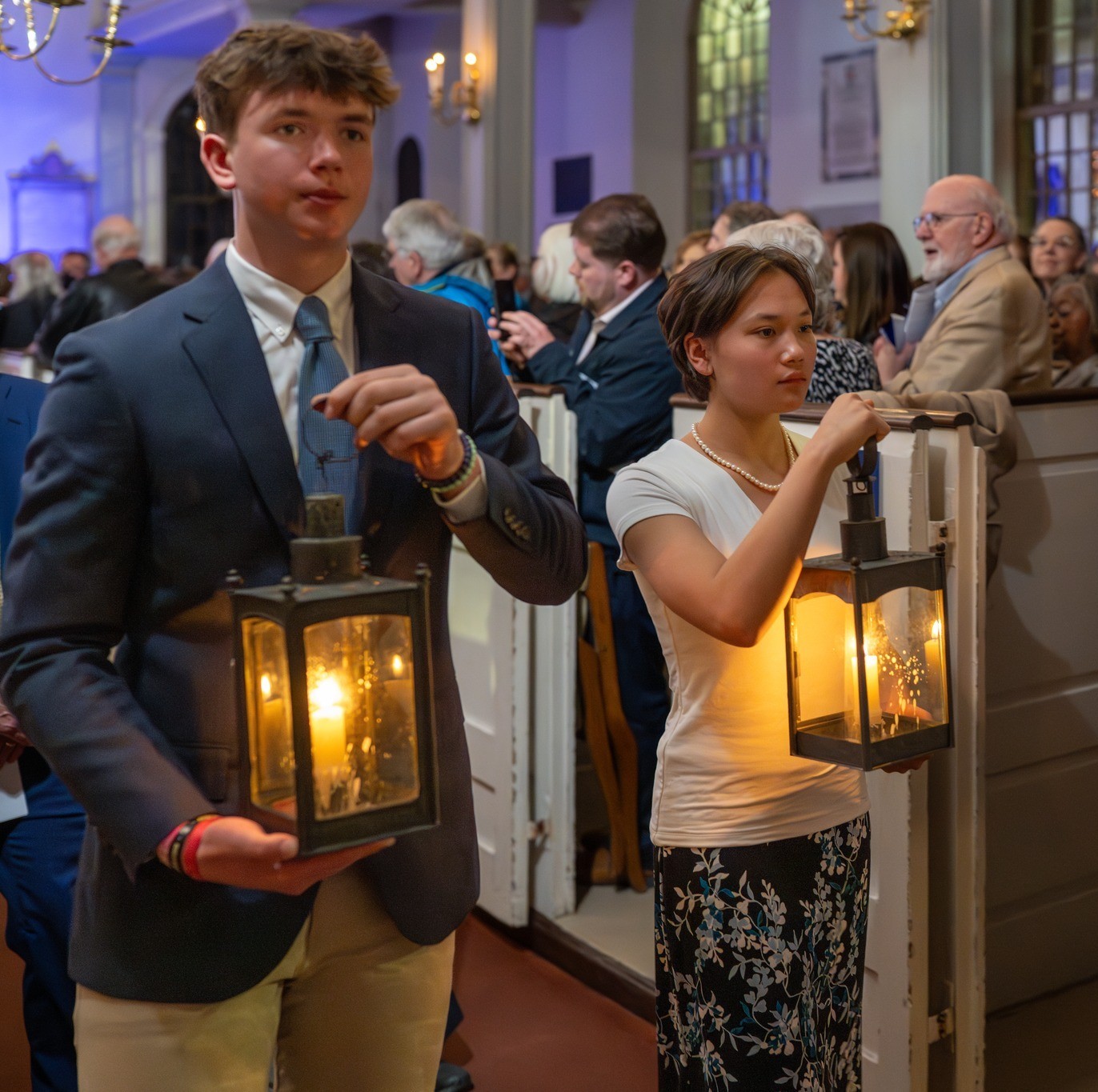 Lantern bearers at Old North Church's 2025 Lantern Service.